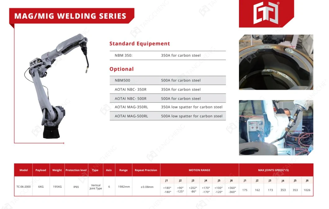 6 Axis Industrial Automatic Welding Robot Arm Spot Robotic Welding MIG